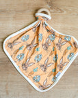 Orange Bunny Bamboo Lovie with Wooden Ring