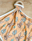 Orange Bunny Bamboo Lovie with Wooden Ring