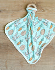 Blue Bunny Bamboo Lovie with Wooden Ring