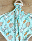 Blue Bunny Bamboo Lovie with Wooden Ring