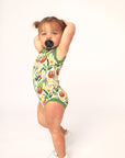 Jungle Bamboo Henley Onesie with Snaps