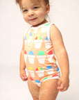 Orange Snowball Bamboo Henley Onesie with Snaps