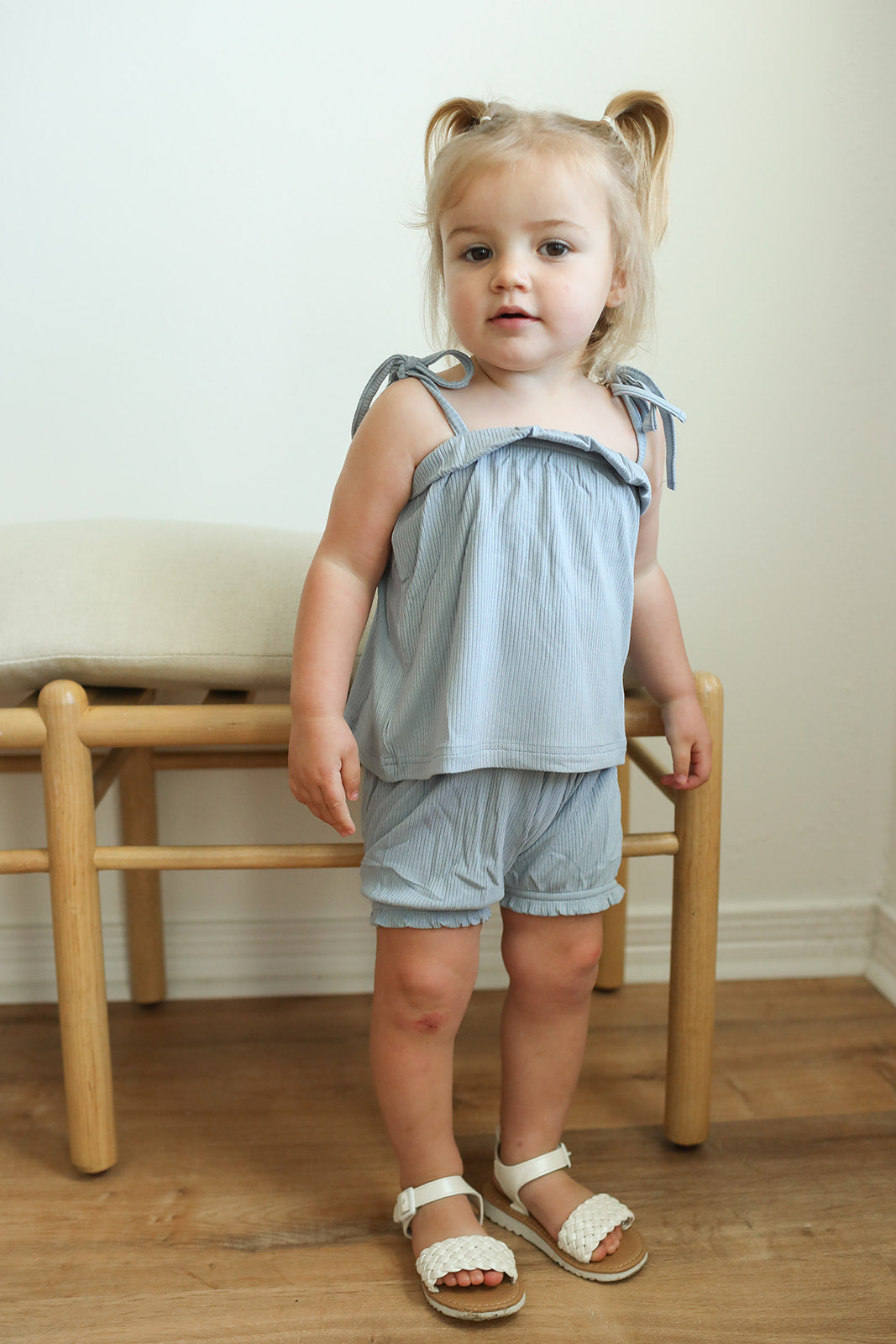 Solid Ribbed Seaspray Bamboo Spaghetti Strap Set - Adjustable Straps