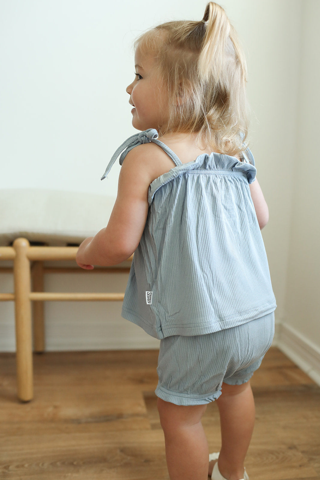 Solid Ribbed Seaspray Bamboo Spaghetti Strap Set - Adjustable Straps