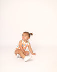 Orange Snowball Bamboo Henley Onesie with Snaps