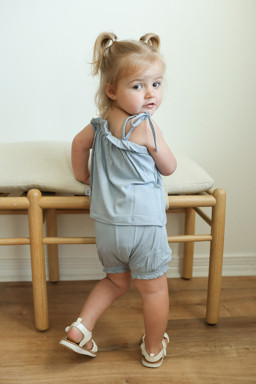 Solid Ribbed Seaspray Bamboo Spaghetti Strap Set - Adjustable Straps