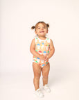 Orange Snowball Bamboo Henley Onesie with Snaps