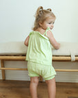 Solid Ribbed Keylime Bamboo Spaghetti Strap Set - Adjustable Straps