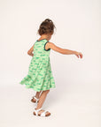 Light Green Alligator Bamboo Tiered Twirl Dress - with Pockets
