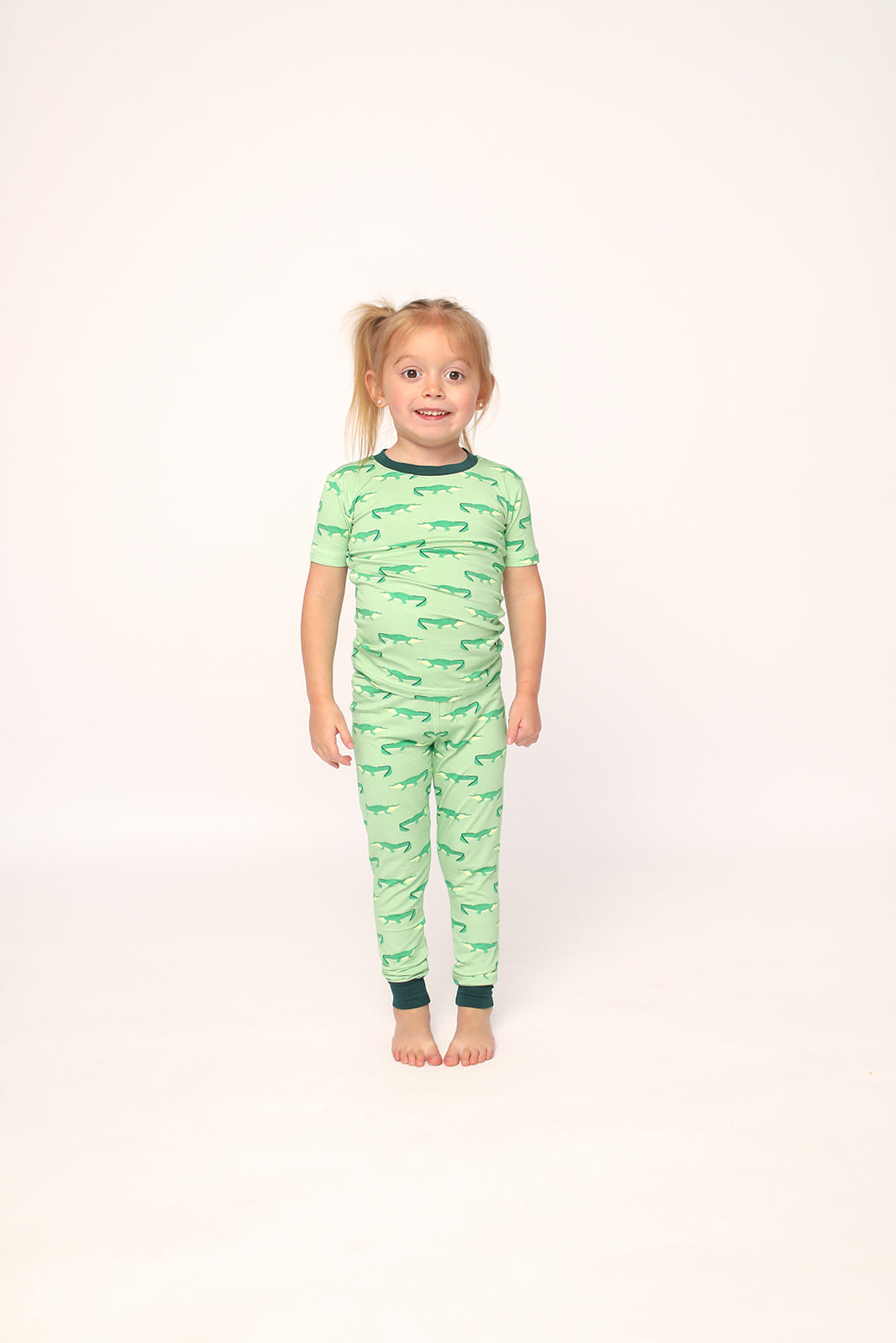 Light Green Alligator 2 Piece Bamboo Pajama Set
