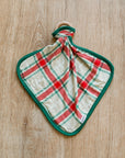 Holiday Plaid Bamboo Lovie with Wooden Ring