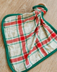 Holiday Plaid Bamboo Lovie with Wooden Ring