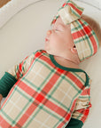 Holiday Plaid Bamboo Bow Headband