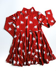 Red Bulldog Bamboo Turtleneck Twirl Dress