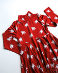 Red Bulldog Bamboo Turtleneck Twirl Dress