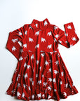 Red Bulldog Bamboo Turtleneck Twirl Dress