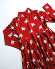 Red Bulldog Bamboo Turtleneck Twirl Dress