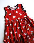 Red Bulldog Bamboo Tiered Twirl Dress - with Pockets