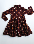 Maroon Bulldog Bamboo Turtleneck Twirl Dress
