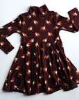 Maroon Bulldog Bamboo Turtleneck Twirl Dress
