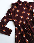 Maroon Bulldog Bamboo Turtleneck Twirl Dress