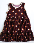 Maroon Bulldog Bamboo Tiered Twirl Dress - with Pockets