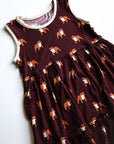 Maroon Bulldog Bamboo Tiered Twirl Dress - with Pockets