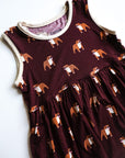 Maroon Bulldog Bamboo Tiered Twirl Dress - with Pockets