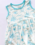Blue Toile Bamboo Tiered Twirl Dress - with Pockets