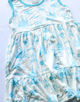 Blue Toile Bamboo Tiered Twirl Dress - with Pockets