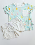 Blue Birthday Print Bamboo Varsity Short Set - T-shirt & Shorts