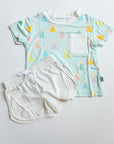 Blue Birthday Print Bamboo Varsity Short Set - T-shirt & Shorts