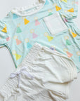 Blue Birthday Print Bamboo Varsity Short Set - T-shirt & Shorts