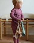 Mulberry Ribbed Solid 2 Piece Bamboo Pajama Set