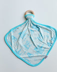 Blue Toile Bamboo Lovie with Wooden Ring