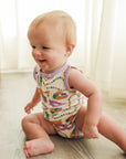 Mardi Gras Bamboo Henley Onesie with Snaps