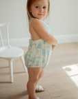 Blue Toile Bamboo Sun Bubble with Adjustable Straps