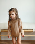 Cafe au lait Ribbed Solid Bamboo Lounge Set - Top & Bottom