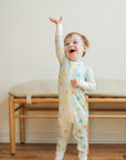 Blue Birthday Print Double Zipper Bamboo Sleeper