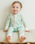 Blue Birthday Print Double Zipper Bamboo Sleeper