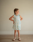 Blue Toile Bamboo Tiered Twirl Dress - with Pockets