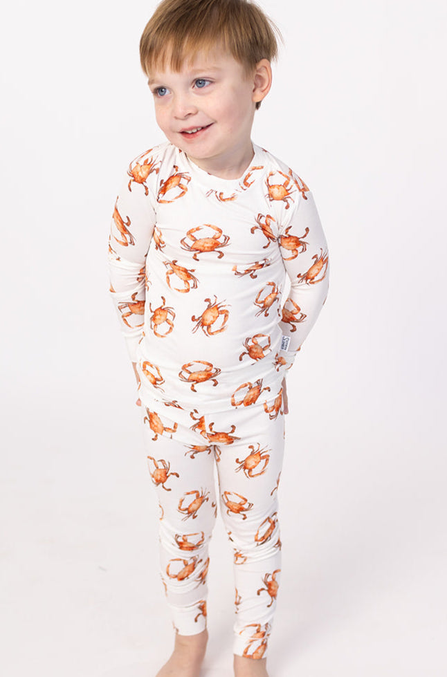 Toddler Pajama Set | Super Soft Viscose Bamboo | Orange Crab Print