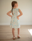 Blue Toile Bamboo Tiered Twirl Dress - with Pockets
