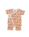 Orange Bunny Bamboo Kimono Onesie with Snaps