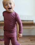 Mulberry Ribbed Solid 2 Piece Bamboo Pajama Set