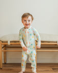 Blue Birthday Print Double Zipper Bamboo Sleeper