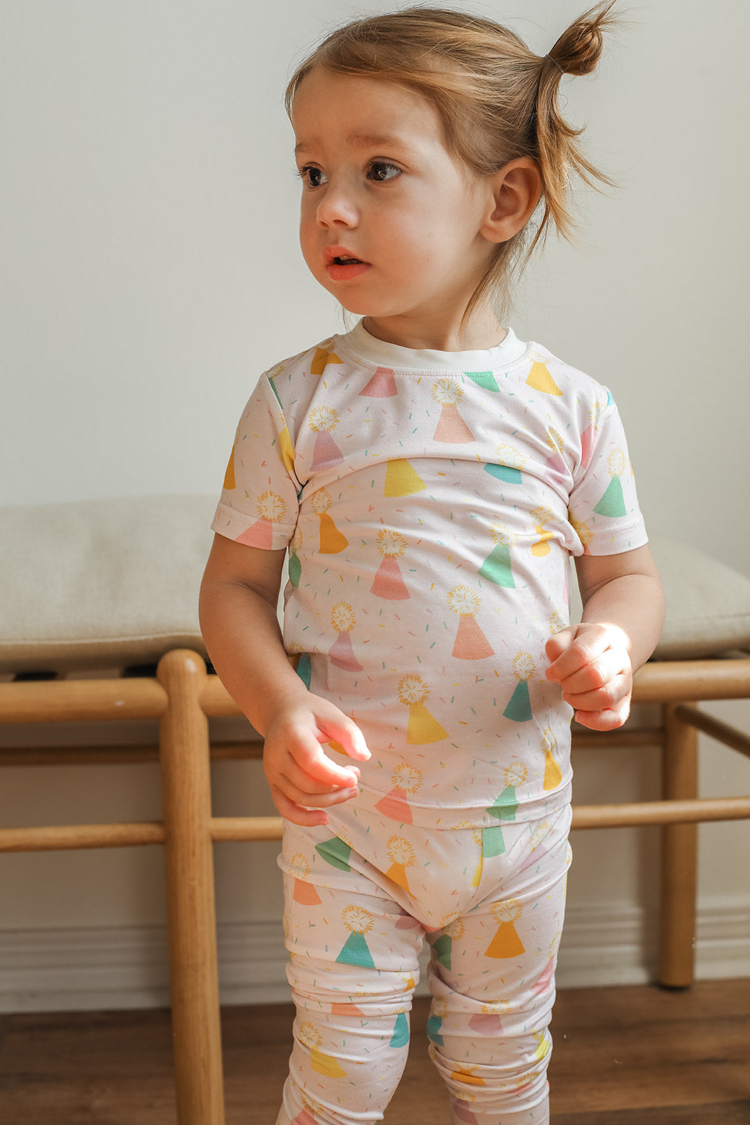 Pink Birthday Print 2 Piece Bamboo Pajama Set