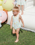 Blue Birthday Print Bamboo Sun Bubble with Adjustable Straps