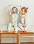 Blue Birthday Print Double Zipper Bamboo Sleeper