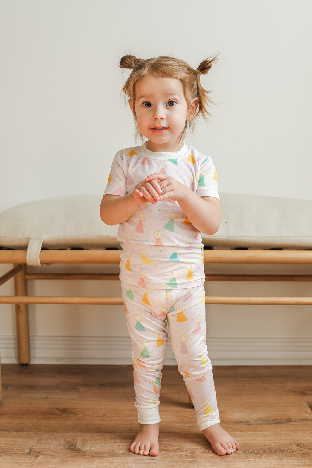Pink Birthday Print 2 Piece Bamboo Pajama Set